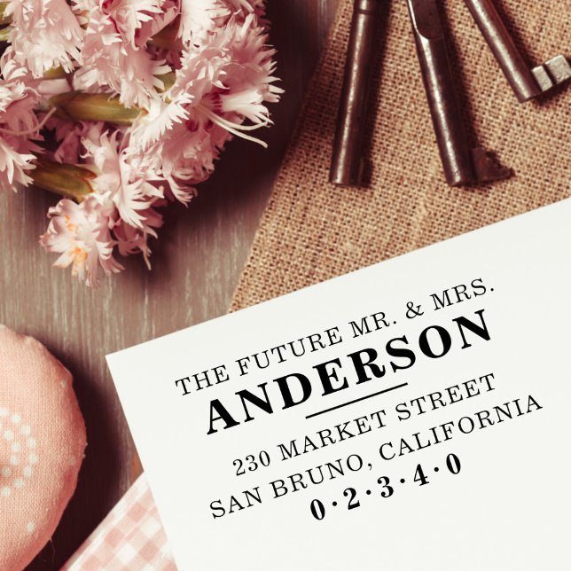 Classic Bold Formal Future Mr & Mrs. Rücksendeadre Gummistempel (Von Creator hochgeladen)