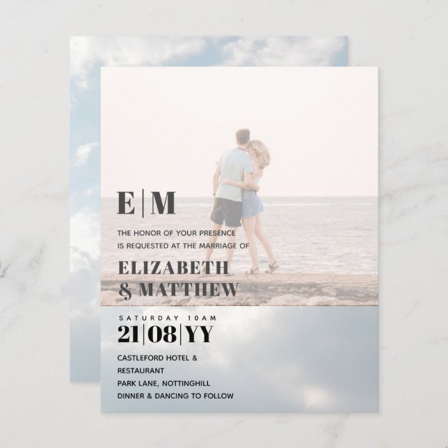 Classic BOLD FOTO OVERLAY Wedding Invite BUDGET (Vorne/Hinten)