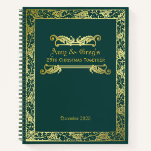 Classic Book Cover Gold Green Foliage Ornament Notizbuch