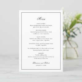 Classic Border Black and White Timeless Wedding Menükarte
