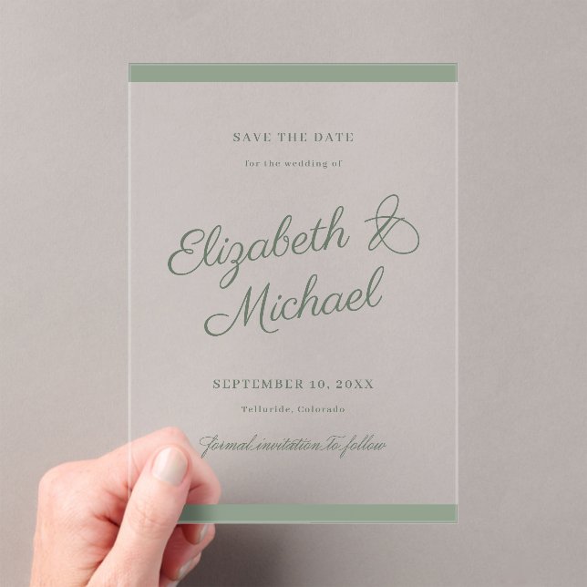 Classic Border Save the Date Flat Card Acryleinladungen (Insitu (Handheld))