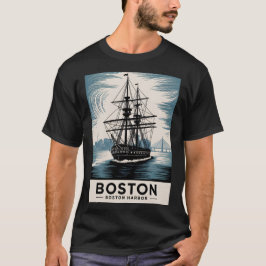 Classic Boston Harbor Massachusetts Vintage Ship T-Shirt