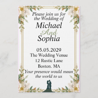 Classic Botanical Border Wedding Invitation Einladung