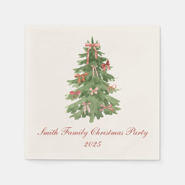 Classic Bow Tree Family Christmas Party Holiday Serviette (Vorderseite)