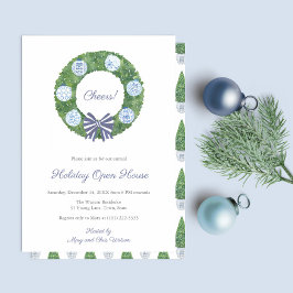 Classic Boxwood Blue White Christmas Holiday Party Einladung