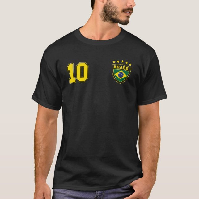 Classic Brasil Soccer No 10 Brazil World Jersey Cu T-Shirt (Vorderseite)
