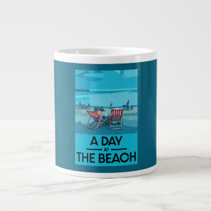 Classic British Beach Art British Sea Side Servin Jumbo-Tasse
