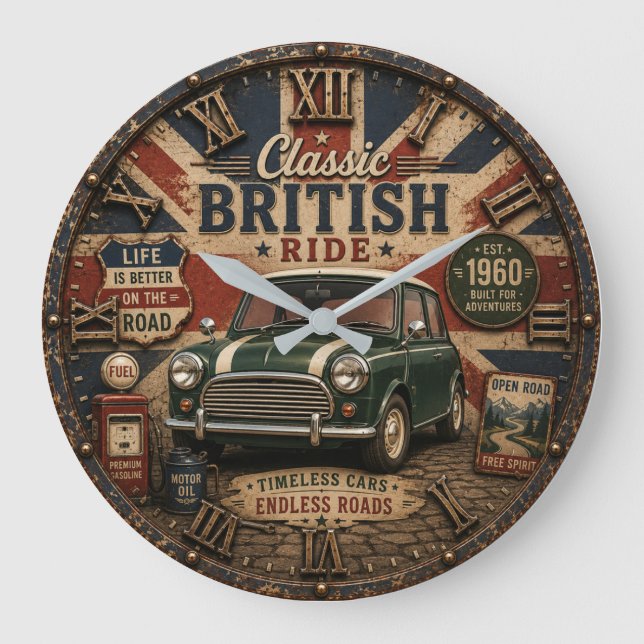 Classic British Car Große Wanduhr (Vorderseite)