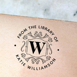 Classic British Monogram Personal Library Book Gummistempel