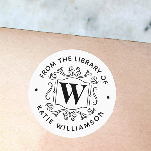 Classic British Monogram Personal Library Book Runder Aufkleber