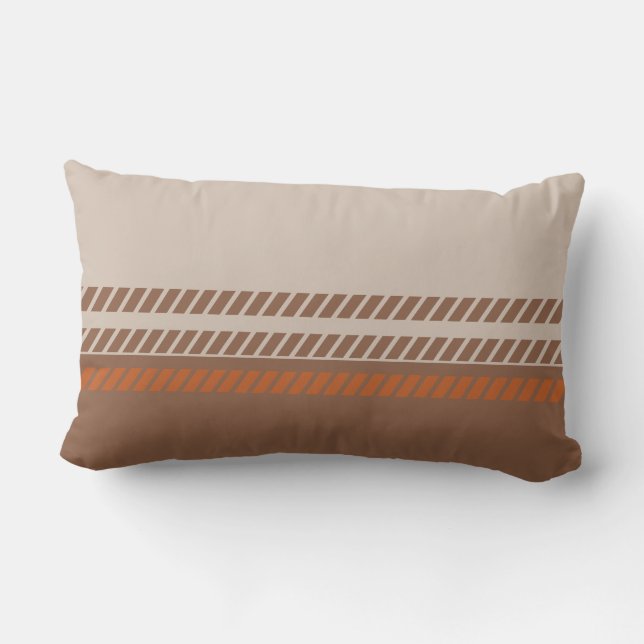 Classic Brown and Tan and Orange with Stripes  Lendenkissen (Rückseite)