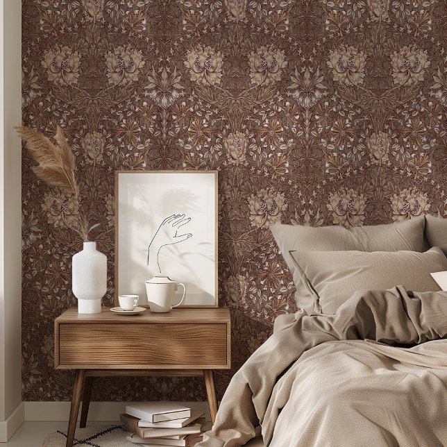 Classic Brown & Beige William Morris Honeysuckle Tapete (Von Creator hochgeladen)