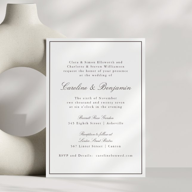 Classic Brown Border Script Elegant Wedding RSVP Einladung (Von Creator hochgeladen)