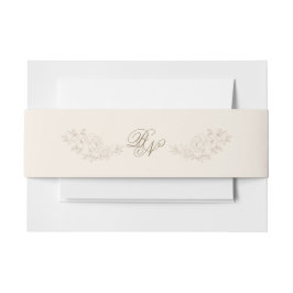 Classic Brown Floral Invitation Belly Band