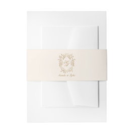 Classic Brown Monogram Crest Invitation Belly Band