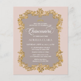 Classic Budget Elegant Blush Pink Gold Quinceanera