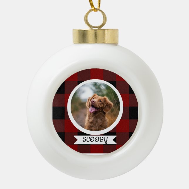 Classic Buffalo Kariert ein Foto Haustier Keramik Kugel-Ornament (Vorderseite)