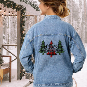 Classic Buffalo Kariert Frohe Weihnachtsbaumen Jeansjacke