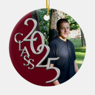 Classic Burgund 2025 Graduate Foto Keramik Ornament