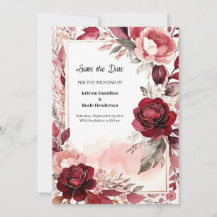 Classic Burgundy Beauty Save The Date