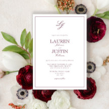 Classic Burgundy Calligraphy Monogram Wedding