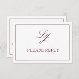 Classic Burgundy Calligraphy Monogram Wedding RSVP Karte