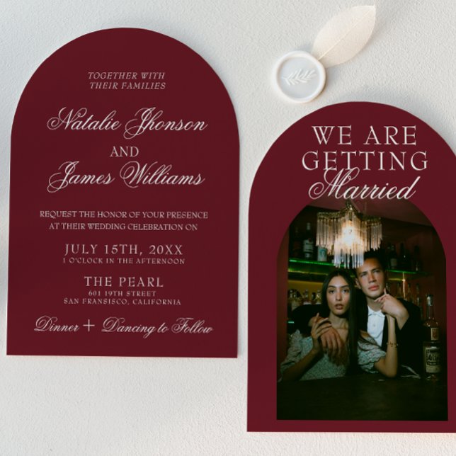 Classic Burgundy Luxury Old Money Retro Wedding Einladung (Von Creator hochgeladen)