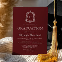 Classic Burgundy Monogram Wappen Graduation Party