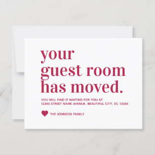 Classic Burgundy Red Typografy Guest Room Moving Ankündigung