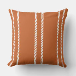 Classic Burnt Orange with Stripes Throw Pillow Kissen