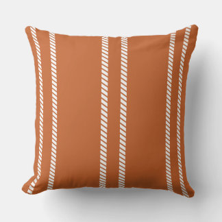 Classic Burnt Orange with Stripes Throw Pillow Kissen