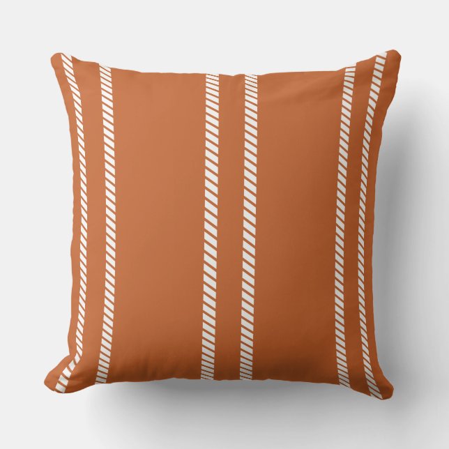 Classic Burnt Orange with Stripes Throw Pillow Kissen (Vorderseite)