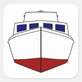 Classic Cabin Cruiser Fishing Boat Quadratischer Aufkleber