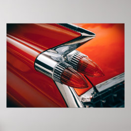 Classic Cadillac Schwanz Fin Auto Roter Wagen Post Poster