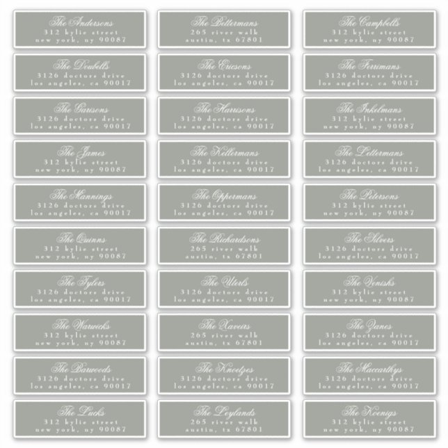 Classic Calligraphy Sage Green Guest Address-Label Aufkleber (Vorderseite)