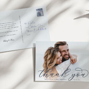 Classic Calligraphy Script Wedding Foto Vielen Dan Postkarte