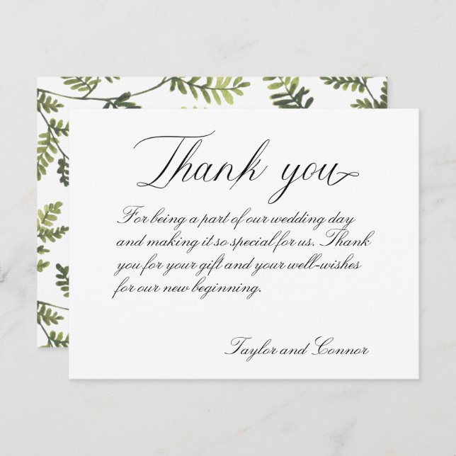 Classic Calligraphy Wedding Dankeschön Card Dankeskarte (Vorne/Hinten)