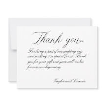 Classic Calligraphy Wedding Dankeschön Card