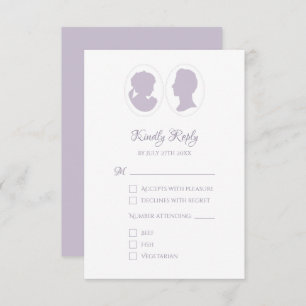 Classic Cameo Regency Lila Wedding RSVP Karte