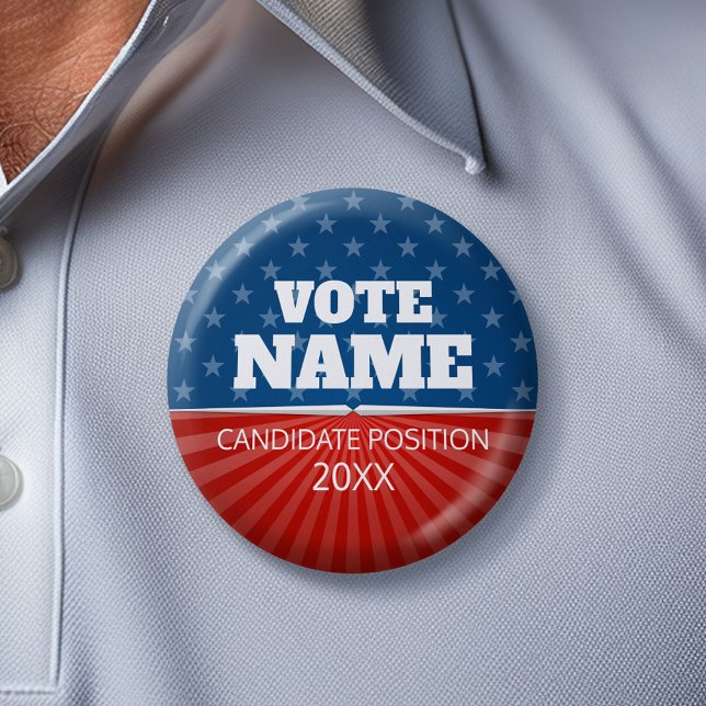 Classic Campaign - Ikonische Sterne Streifen rot b Button (Custom Campaign Gear -- Create your own election swag for any candidate)