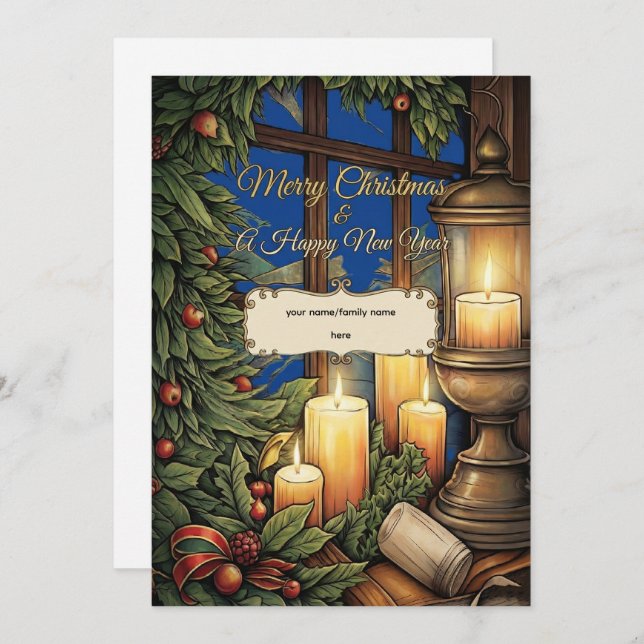 Classic Candlelight Personalized Christmas Card   (Vorne/Hinten)