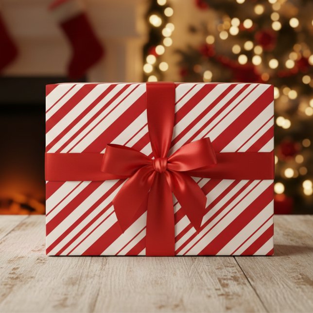 "Classic Candy Cane" Streifenpapier Geschenkpapier ("Classic Candy Cane" Striped Wrapping Paper)