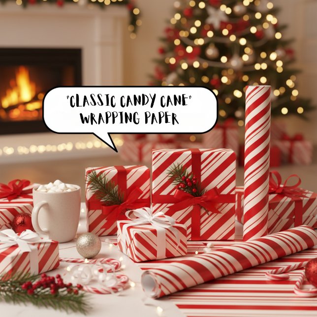 "Classic Candy Cane" Streifenpapier Geschenkpapier ("Classic Candy Cane" Striped Wrapping Paper)