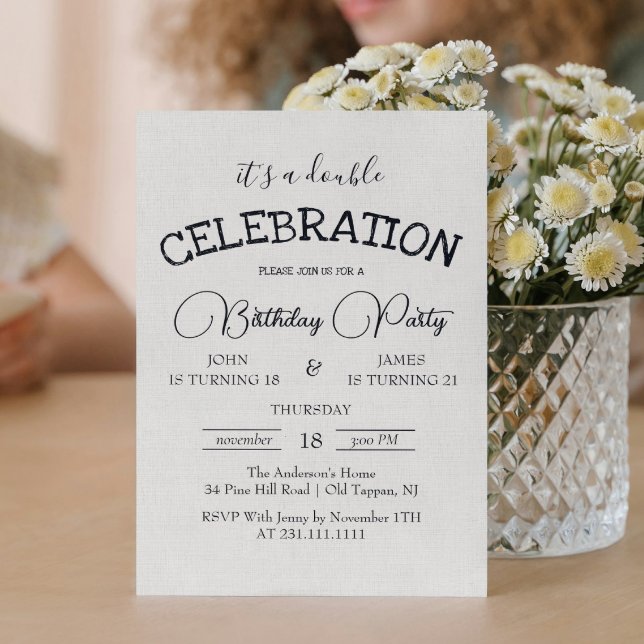 Classic Canva Double Birthday Party Einladung (Von Creator hochgeladen)