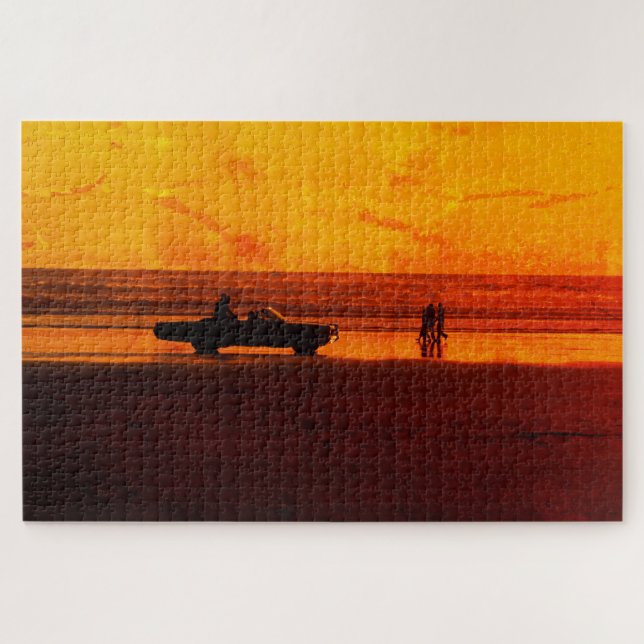 Classic Car Beach Sunset Puzzle (Horizontal)