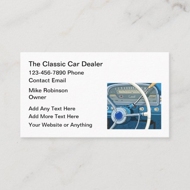 Classic Car Dealer Automobile Business Cards Visitenkarte (Vorderseite)