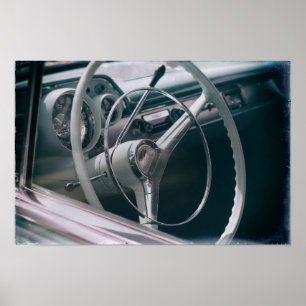 Classic Car Interieur Retro Mittelalter Automobil Poster