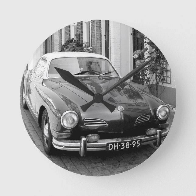 Classic Car Karmann Ghia Runde Wanduhr (Vorderseite)