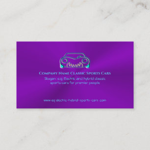 Classic Car Logo - Ice Blue Sportscar auf lila Visitenkarte