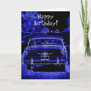 Classic Car Neon Birthday Card Karte